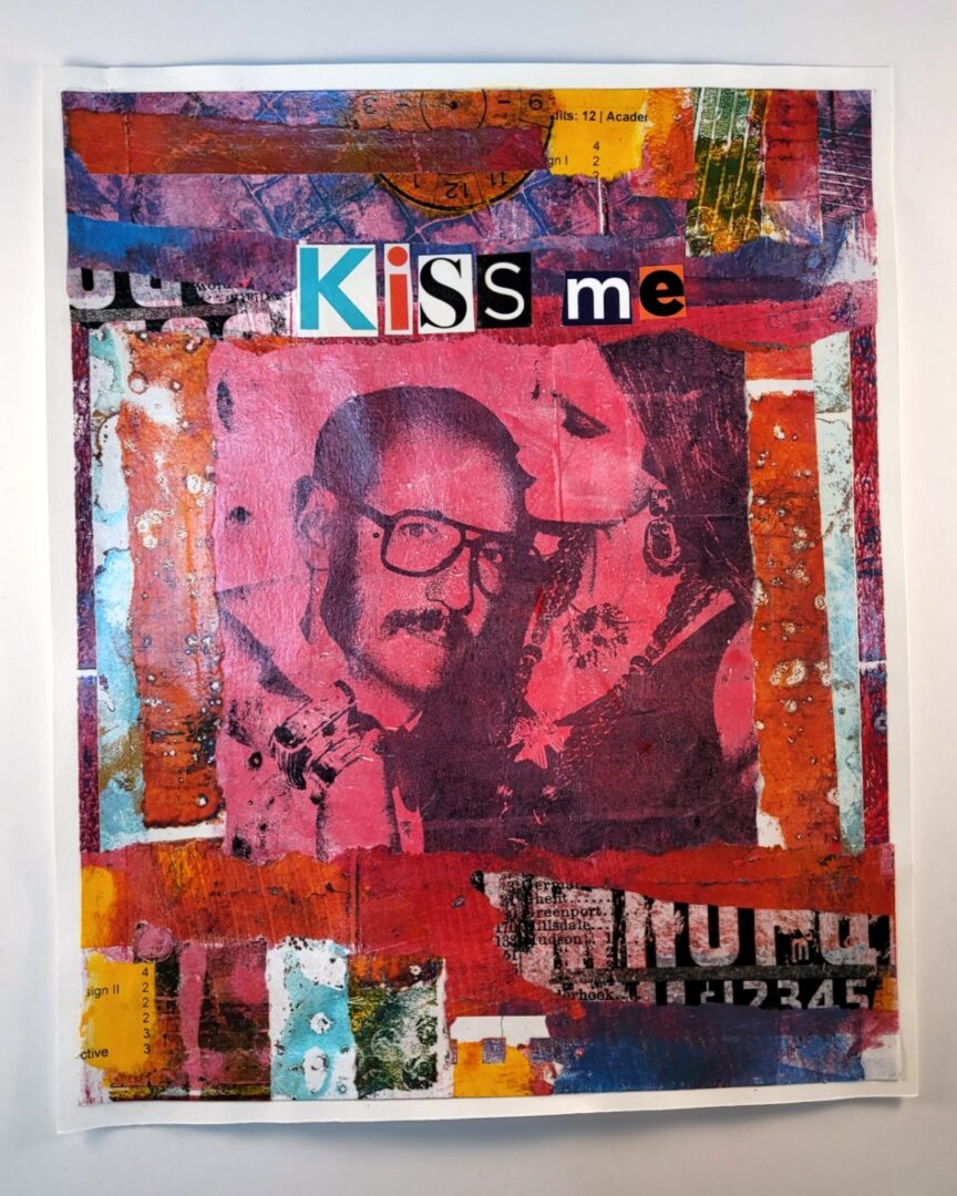 Kiss Me Image Transfer mixed media collage artwork by Patty Eskridge @arteverydaystudio