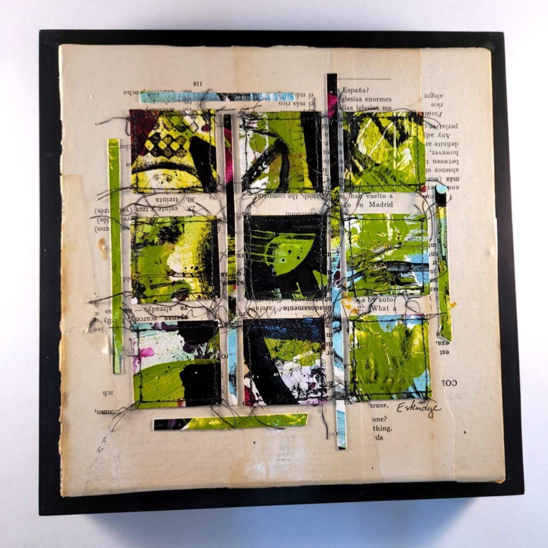 Tequila Limes mixed media collage in black frame by Patty Eskridge @arteverydaystudio